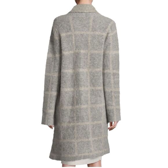 Eileen Fisher moon shawl collar coat with mohair plush melange windowpane print - Picture 2 of 14